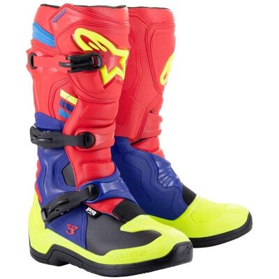 Bota Alpinestars Tech 3 - S23 rojo/azul/amarillo neón Bota Alpinestars Tech 3 - S23 rojo/azul/amarillo neón