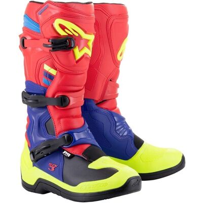 Alpinestars Tech 3 Rojo Brillante / Azul Oscuro / Amarillo Fluo - Botas de Motocross Alpinestars Tech 3 Rojo Brillante / Azul Oscuro / Amarillo Fluo - Botas de Motocross