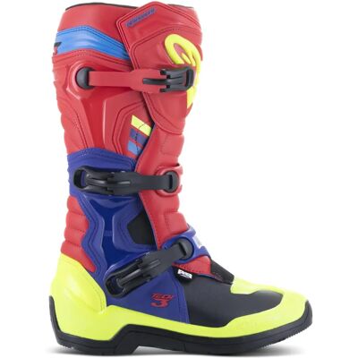 Alpinestars Tech 3 Rojo Brillante / Azul Oscuro / Amarillo Fluo - Botas de Motocross Alpinestars Tech 3 Rojo Brillante / Azul Oscuro / Amarillo Fluo - Botas de Motocross