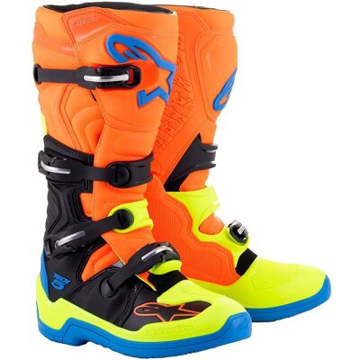 Botas de Motocross Alpinestars Tech 5 Naranja Fluorescente / Azul Esmalte / Amarillo Fluorescente - Botas de Motocross Botas de Motocross Alpinestars Tech 5 Naranja Fluorescente / Azul Esmalte / Amarillo Fluorescente - Botas de Motocross