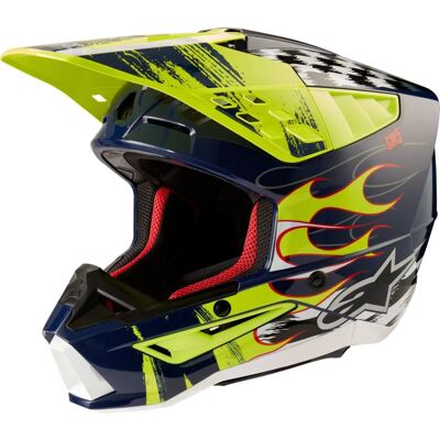 Casco Alpinestars SM5 S24 - Rash notturno blu navy/giallo fluo lucido Casco Alpinestars SM5 S24 - Rash notturno blu navy/giallo fluo lucido