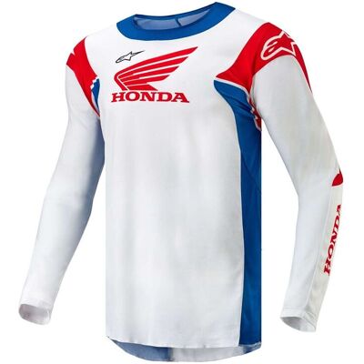 Camiseta Alpinestars Honda Racer Iconic Blanco-Azul-Rojo - Corte Deportivo Camiseta Alpinestars Honda Racer Iconic Blanco-Azul-Rojo - Corte Deportivo