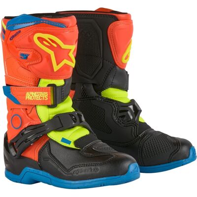Botas para jóvenes Tech 3S de Alpinestars - Naranja Fluo/Azul/Amarillo Fluo - Botas Botas para jóvenes Tech 3S de Alpinestars - Naranja Fluo/Azul/Amarillo Fluo - Botas