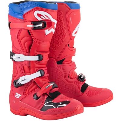 Botas de motocross Alpinestars Tech 5 - Rojo / Rojo oscuro / Azul - Botas de motocross Botas de motocross Alpinestars Tech 5 - Rojo / Rojo oscuro / Azul - Botas de motocross