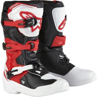 Botas de Motocross Juveniles Tech 3S - Blanco / Negro / Rojo Botas de Motocross Juveniles Tech 3S - Blanco / Negro / Rojo
