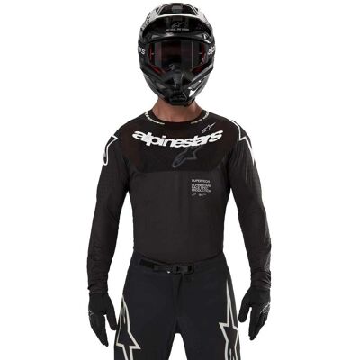 Maillot de Motocross Alpinestars Supertech Ward Noir / Rouge / Rose - Jersey MX léger - Publicité Maillot de Motocross Alpinestars Supertech Ward Noir / Rouge / Rose - Jersey MX léger - Publicité