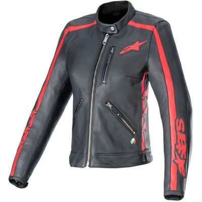 Veste en cuir Stella Dyno pour femme - Alpinestars noir/rouge - Publicité Veste en cuir Stella Dyno pour femme - Alpinestars noir/rouge - Publicité
