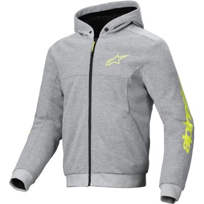 Sweat à Capuche Moto Alpinestars Chrome V2 Sport Gris-Jaune Fluo - Publicité Sweat à Capuche Moto Alpinestars Chrome V2 Sport Gris-Jaune Fluo - Publicité
