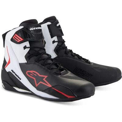 Chaussures Alpinestars Faster-4 - Noir-Blanc-Rouge - 12.5 - Publicité Chaussures Alpinestars Faster-4 - Noir-Blanc-Rouge - 12.5 - Publicité