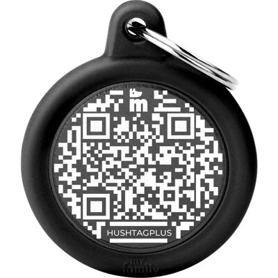 MyFamily - QR Code Hushtag - Aluminum - Black - Medaglietta per cane MyFamily - QR Code Hushtag - Aluminum - Black - Medaglietta per cane
