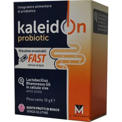 A.MENARINI Kaleidon Probiotic Fast - Supporta la flora intestinale - Gusto frutti di bosco - 10 bustine A.MENARINI Kaleidon Probiotic Fast - Supporta la flora intestinale - Gusto frutti di bosco - 10 bustine