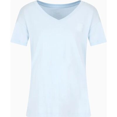 Armani Exchange Jasnoniebieska T-shirt z dekoltem w V - T-shirt Armani Exchange Jasnoniebieska T-shirt z dekoltem w V - T-shirt