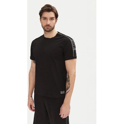 Emporio Armani EA7 T-Shirt mit Schulterstreifen - Schwarz - XXL Emporio Armani EA7 T-Shirt mit Schulterstreifen - Schwarz - XXL