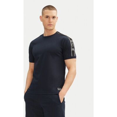 EA7 Marineblå bomuldslogo T-shirt - Casual Sport EA7 Marineblå bomuldslogo T-shirt - Casual Sport