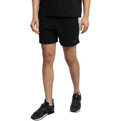 EA7 Emporio Armani Schwarze Jersey-Shorts - 7 Linien - Bequeme Passform EA7 Emporio Armani Schwarze Jersey-Shorts - 7 Linien - Bequeme Passform