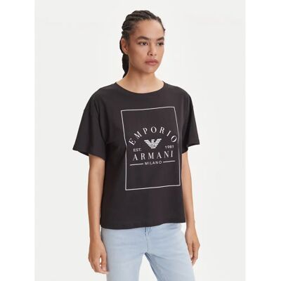 Emporio Armani Model EW000553_AF10887 Czarna T-shirt z maxi logo - T-shirt Emporio Armani Model EW000553_AF10887 Czarna T-shirt z maxi logo - T-shirt