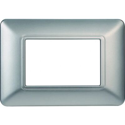ETTROIT - Placca serie Solar, 3 moduli, plastica, argento - Placca interruttore ETTROIT - Placca serie Solar, 3 moduli, plastica, argento - Placca interruttore