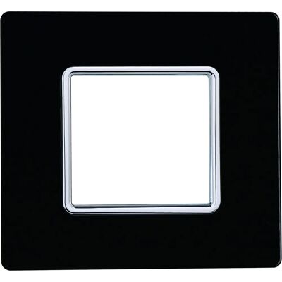 ETTROIT - Placca serie Solar - 2 moduli - Nero - Piastra interruttori ETTROIT - Placca serie Solar - 2 moduli - Nero - Piastra interruttori