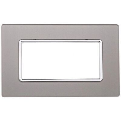 ETTROIT Modello - Placca interruttore in vetro 4 moduli - Argento - Placca interruttore ETTROIT Modello - Placca interruttore in vetro 4 moduli - Argento - Placca interruttore