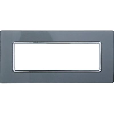 ETTROIT - Placca in vetro argento - 6 moduli - Compatibile con Bticino Matix ETTROIT - Placca in vetro argento - 6 moduli - Compatibile con Bticino Matix