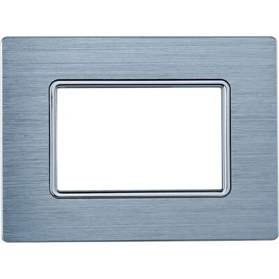 Piastra in alluminio argento ETTROIT - 4 moduli - Compatibile con Bticino Matix Piastra in alluminio argento ETTROIT - 4 moduli - Compatibile con Bticino Matix