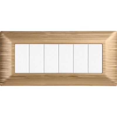 ETTROIT Placca Bticino Matix 6 Moduli in Plastica Satinata Oro ETTROIT Placca Bticino Matix 6 Moduli in Plastica Satinata Oro