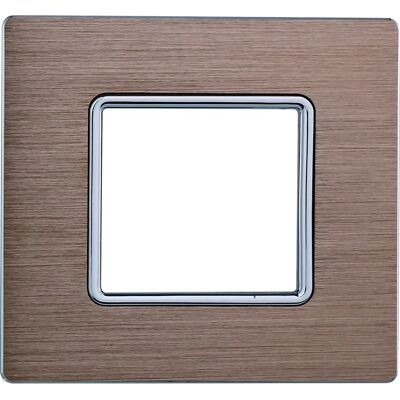 ETTROIT - Placca interruttore - 2 moduli - Alluminio - Oro satinato - Compatibile con BTicino Matix ETTROIT - Placca interruttore - 2 moduli - Alluminio - Oro satinato - Compatibile con BTicino Matix