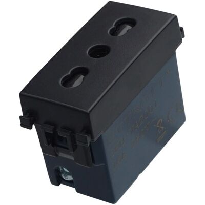 Presa doppia ETTROIT - 16A Nero - Compatibile con Vimar Ark Presa doppia ETTROIT - 16A Nero - Compatibile con Vimar Ark