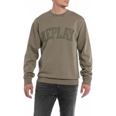 Replay M6714 Sweatshirt - Cotton, Olive, Regular Fit Replay M6714 Sweatshirt - Cotton, Olive, Regular Fit