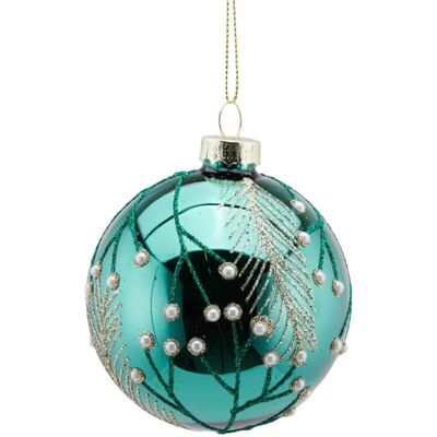 MAGIEDINATALE - Pallina con Aghi e Perle pendaglio - Verde - 8 cm - Palla decorativa MAGIEDINATALE - Pallina con Aghi e Perle pendaglio - Verde - 8 cm - Palla decorativa