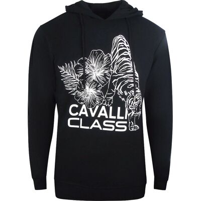 Cavalli Class Black Hoodie - Cotton Polyester - Regular Fit Cavalli Class Black Hoodie - Cotton Polyester - Regular Fit