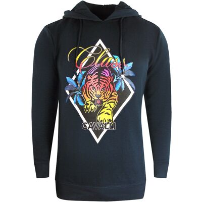 Cavalli Class Diamond Tiger Hoodie - Black/Size L - Hooded Jumper Cavalli Class Diamond Tiger Hoodie - Black/Size L - Hooded Jumper