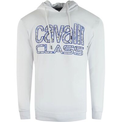 Roberto Cavalli Heren Cavalli Class Bloemenlogo Wit Hoodie - Maat: 42/Regulier Roberto Cavalli Heren Cavalli Class Bloemenlogo Wit Hoodie - Maat: 42/Regulier