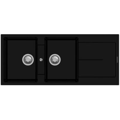 Enigma D200 Quarzküche Spüle - Reversibel, Schwarz, 2 Becken Enigma D200 Quarzküche Spüle - Reversibel, Schwarz, 2 Becken