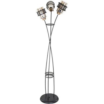 IPERBRIKO - Lámpara de pie MDL3812 - Negro, 3 luces, difusores de cristal IPERBRIKO - Lámpara de pie MDL3812 - Negro, 3 luces, difusores de cristal