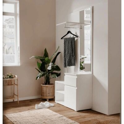 Iperbriko Modelo Image41B Mueble de entrada blanco con espejo Iperbriko Modelo Image41B Mueble de entrada blanco con espejo