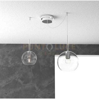 TOP-LIGHT - Lampadario Contemporaneo Future Metallo Cromo Vetro Trasparente 2 Luci E27 TOP-LIGHT - Lampadario Contemporaneo Future Metallo Cromo Vetro Trasparente 2 Luci E27