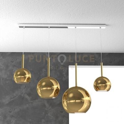 TOP LIGHT Lampada Pendente Rettangolare Dorata Moderna - Lampada Pendente TOP LIGHT Lampada Pendente Rettangolare Dorata Moderna - Lampada Pendente