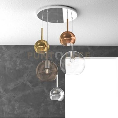 TOP-LIGHT - Future Metallo - Vetro Multicolore - 5xE27 - Lampadario TOP-LIGHT - Future Metallo - Vetro Multicolore - 5xE27 - Lampadario