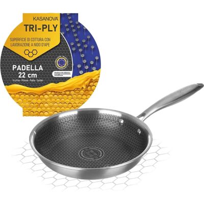 Kasanova Poêle 22 cm - Tri-ply Résistante Antiadhésive Kasanova Poêle 22 cm - Tri-ply Résistante Antiadhésive