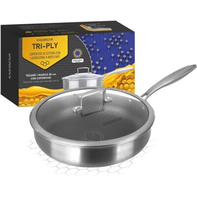 Kasanova Poêle 28 cm - Ustensiles de cuisson Tri-ply Durables Kasanova Poêle 28 cm - Ustensiles de cuisson Tri-ply Durables