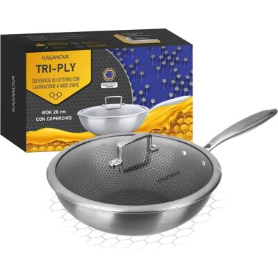 Kasanova Wok 28 cm - Ligne de cuisson Tri-ply durable Kasanova Wok 28 cm - Ligne de cuisson Tri-ply durable
