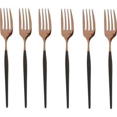 KASANOVA Luxy Set 6 schwarze und roségoldene Dessertgabeln - Besteckset KASANOVA Luxy Set 6 schwarze und roségoldene Dessertgabeln - Besteckset