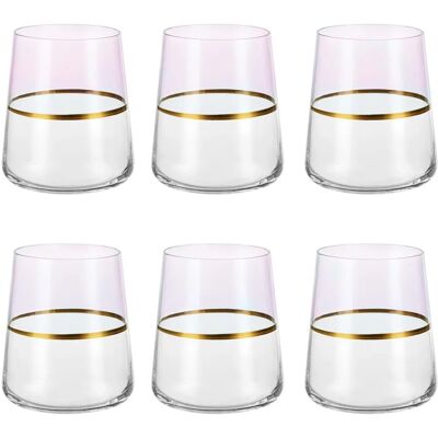 Altri Brand Set 6 Glasses Pink and Gold - Glassware Set Altri Brand Set 6 Glasses Pink and Gold - Glassware Set