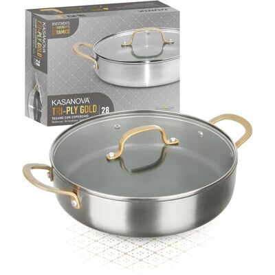Padella KASANOVA 28 cm Triplo Strato - Oro - Induzione compatibile Padella KASANOVA 28 cm Triplo Strato - Oro - Induzione compatibile