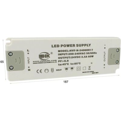 LEDLUX - HV-N-24060H17 - 24V - 60W - alimentatore DC LEDLUX - HV-N-24060H17 - 24V - 60W - alimentatore DC