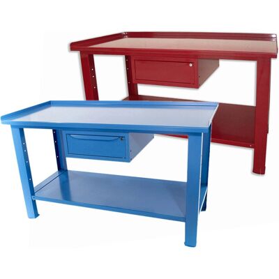 Banco da lavoro SOGI 1,5 m - Piano in acciaio, Cassetto con serratura Banco da lavoro SOGI 1,5 m - Piano in acciaio, Cassetto con serratura