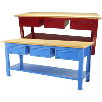 SOGI - Banco lavoro 2m - blu/rosso - 3 cassetti - Banco da lavoro SOGI - Banco lavoro 2m - blu/rosso - 3 cassetti - Banco da lavoro