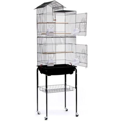 Jaula de pájaros SKECTEN con ruedas y accesorios - Grande, Negro Jaula de pájaros SKECTEN con ruedas y accesorios - Grande, Negro