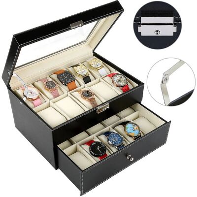 Skecten - Caja de reloj 20 - Black - Beige - Watch display case Skecten - Caja de reloj 20 - Black - Beige - Watch display case